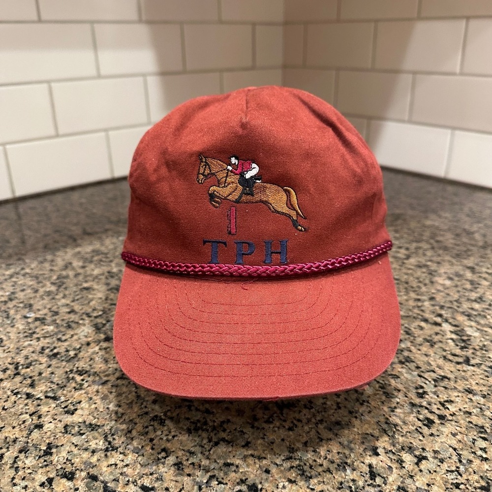 Nissin‎ Trucker Cap Adjustable Men's Rust Red Equestrian Horse Jockey TPH Rope